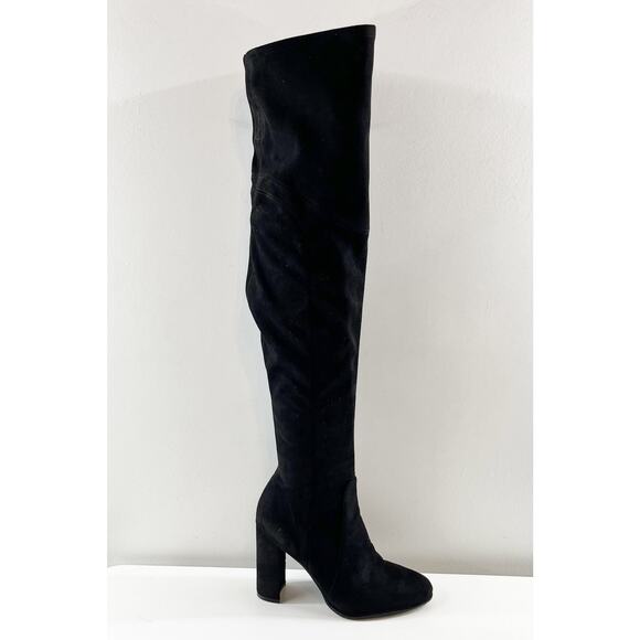 Marc Fisher Over The Knee Suede OTK Block Heel Boots Black 7.5 - Picture 1 of 9